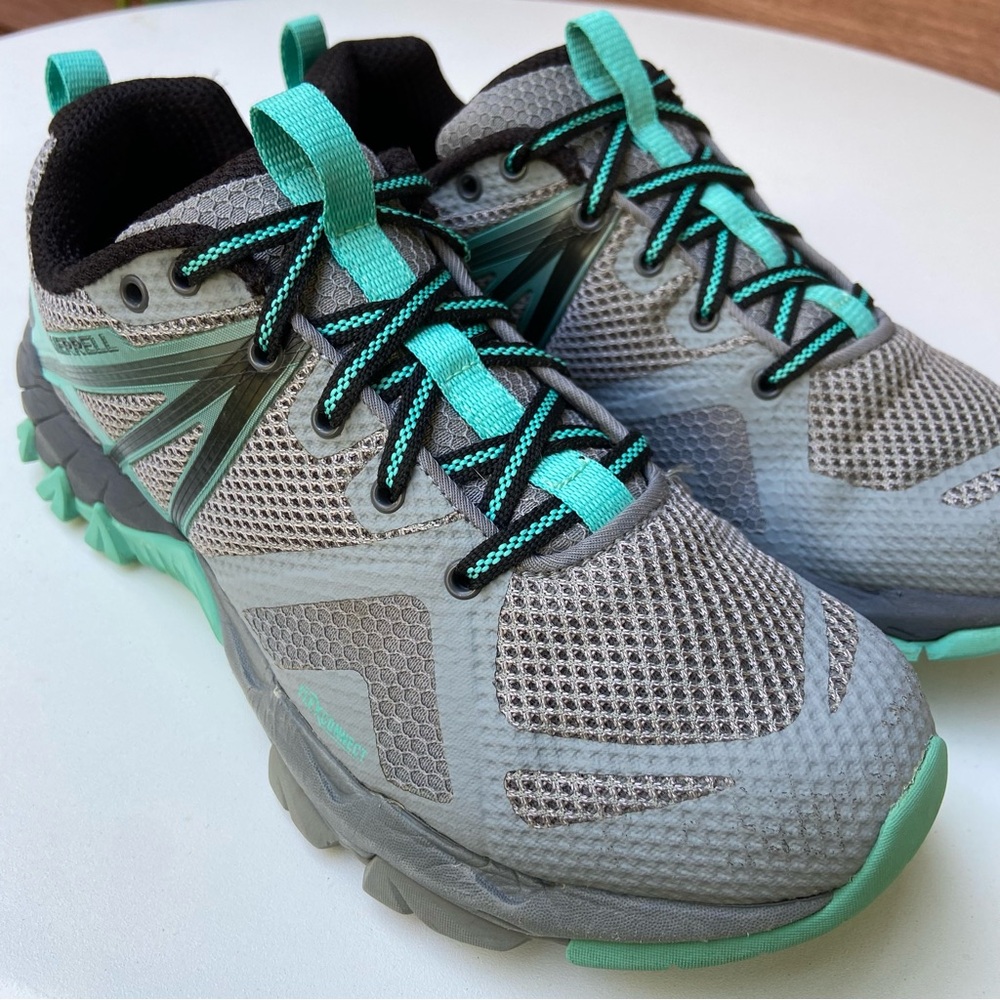 Merrell Hyperlock MQM Flex Gray Teal Hiking Shoes - Women’s Size 7